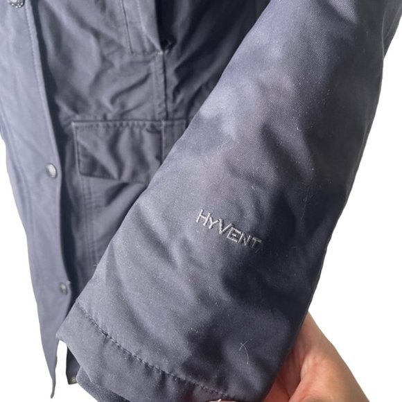 The North Face Black Hyvent Down Mid-Length Parka Hooded Women's XS *Broken Zip* - Picture 11 of 13